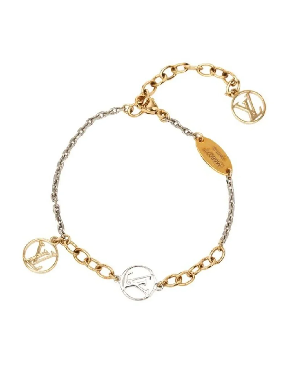 Louis Vuitton Bracelet Logo Mania Chain Gold Silver Plated Metal